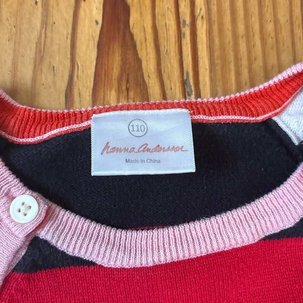 Hanna Andersson Sweater Dress Kids Multicolor Rainbow Striped Knit SIZE 110/5